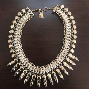 Bcbg Maxazria gold woven spike necklace