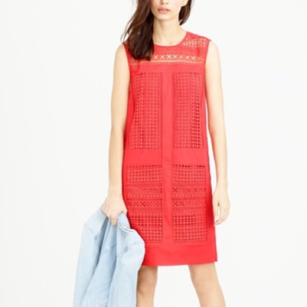 JCrew Geo-Lace Crochet Panel Shift Dress
