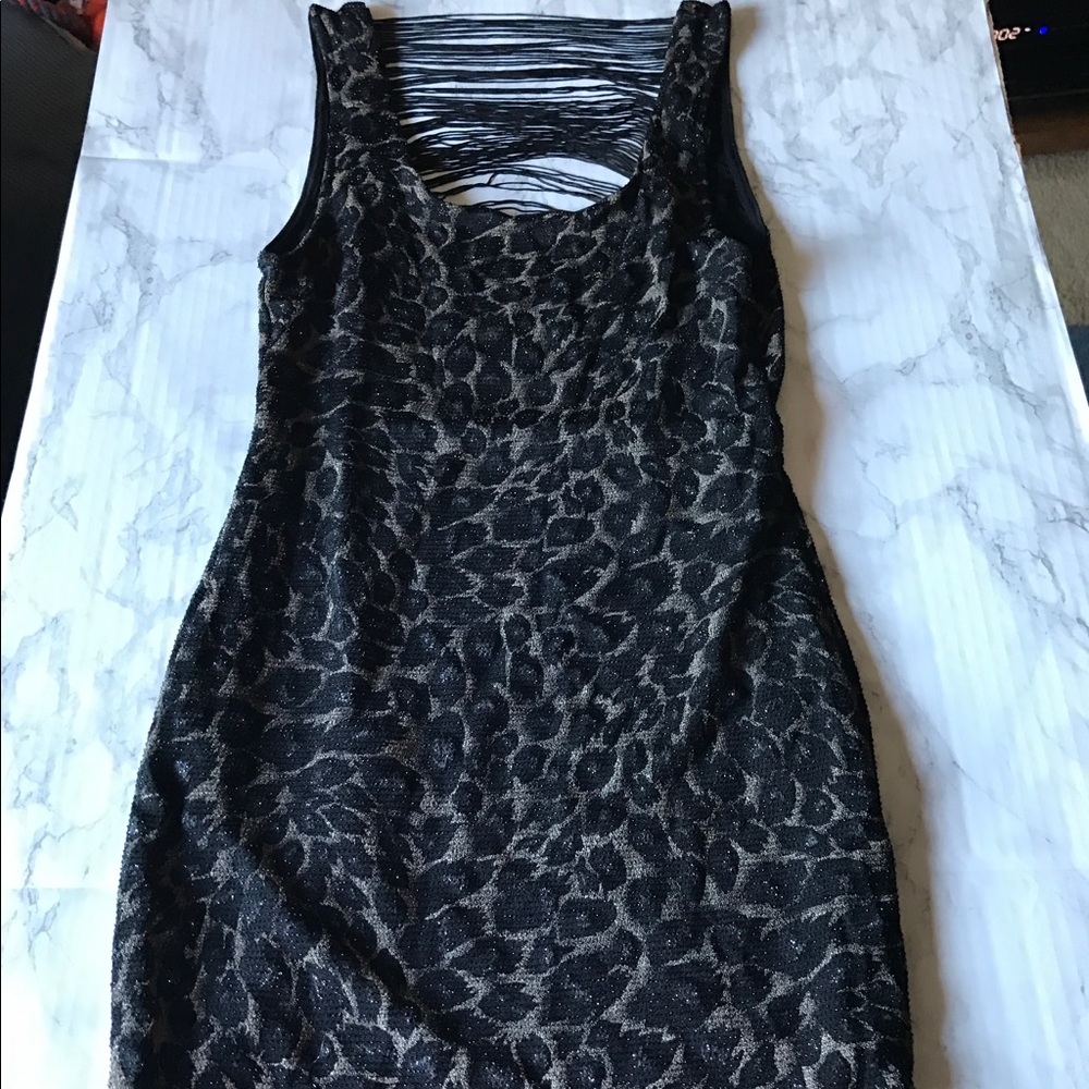 Forever 21 Sparkly leopard dress with fringe back