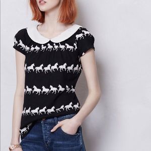 RESERVED • anthro • postmark • horse top • xs