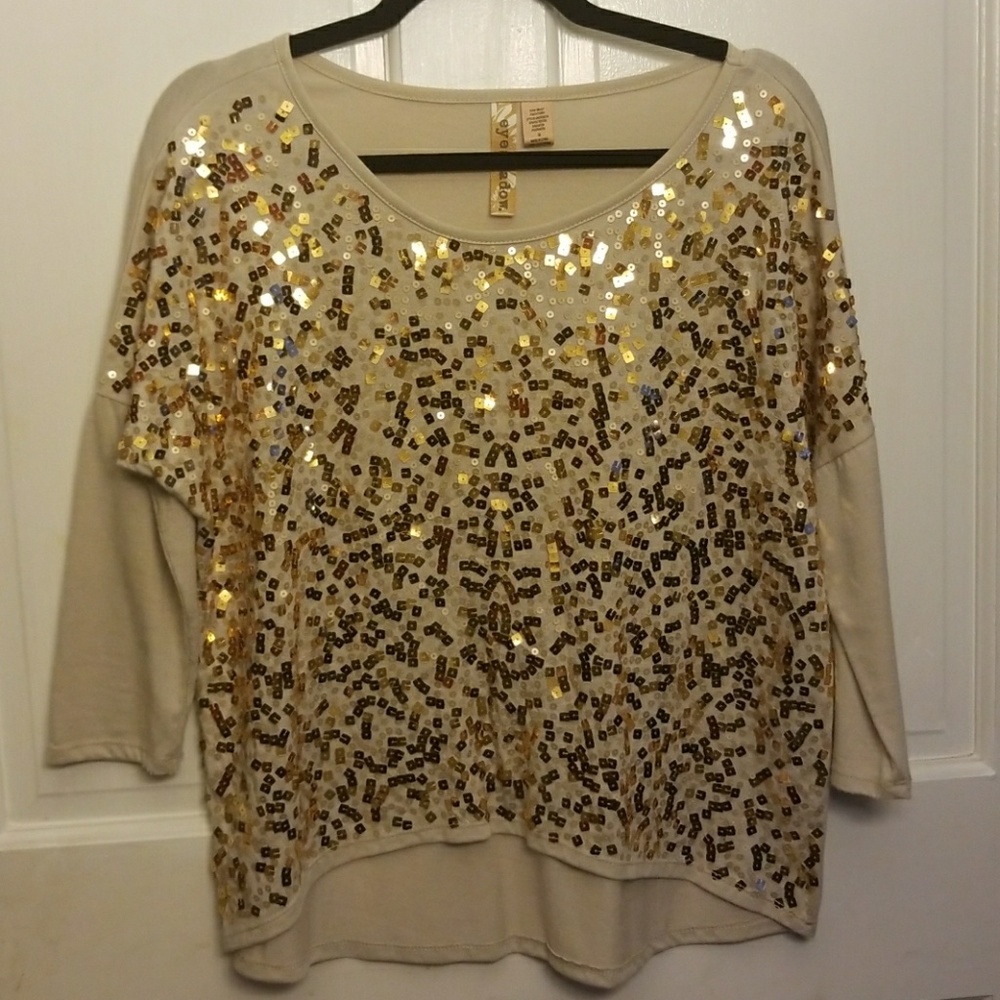 Gold sequin dolman tee