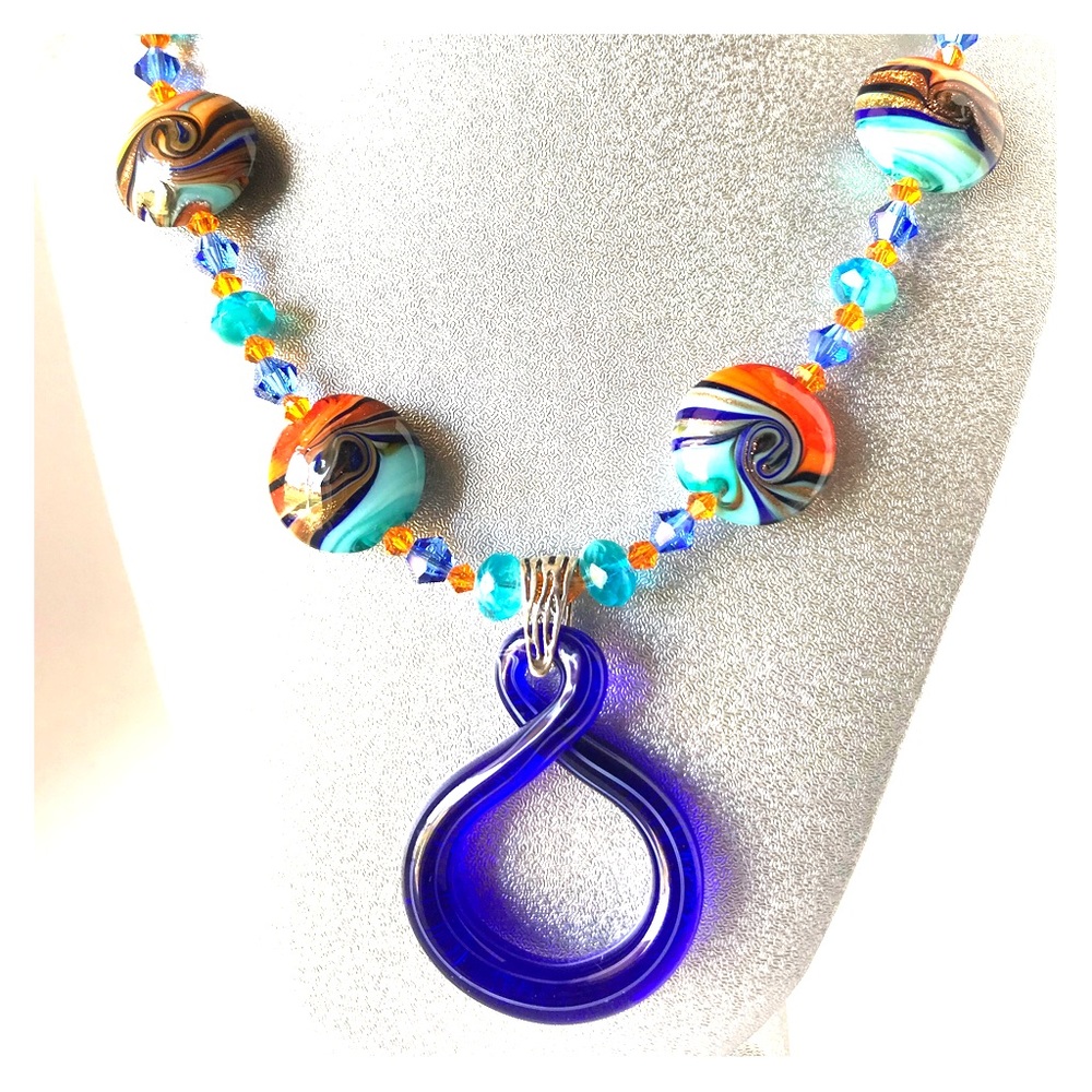 Handmade art glass pendant necklace