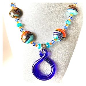Handmade art glass pendant necklace