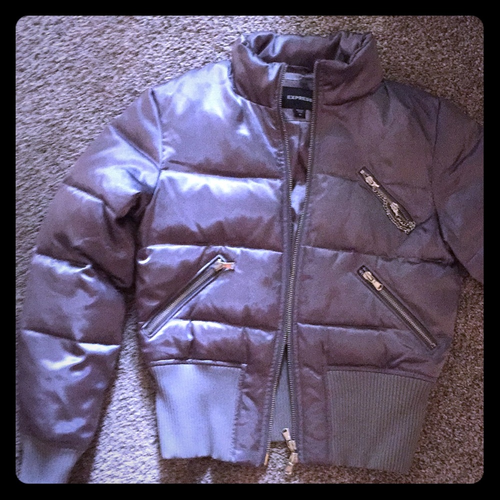 Gray express puffer jacket