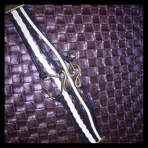 NWT black white multi strand leather bracelet