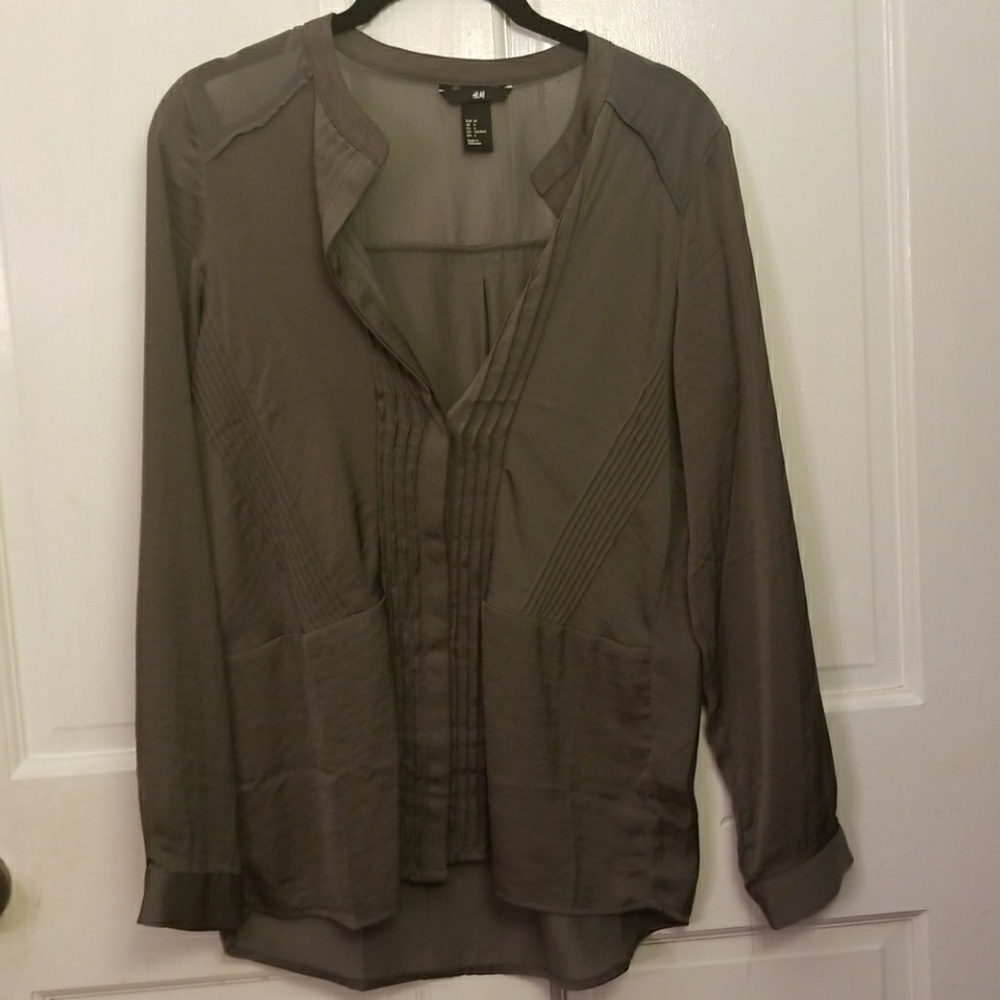 H&M silver long sleeve blouse