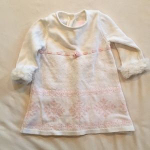 Cream and pink Janie and Jack dress 3-6m snowflake