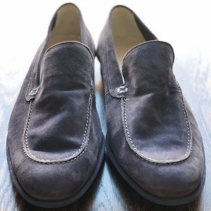 Purple suede loafers