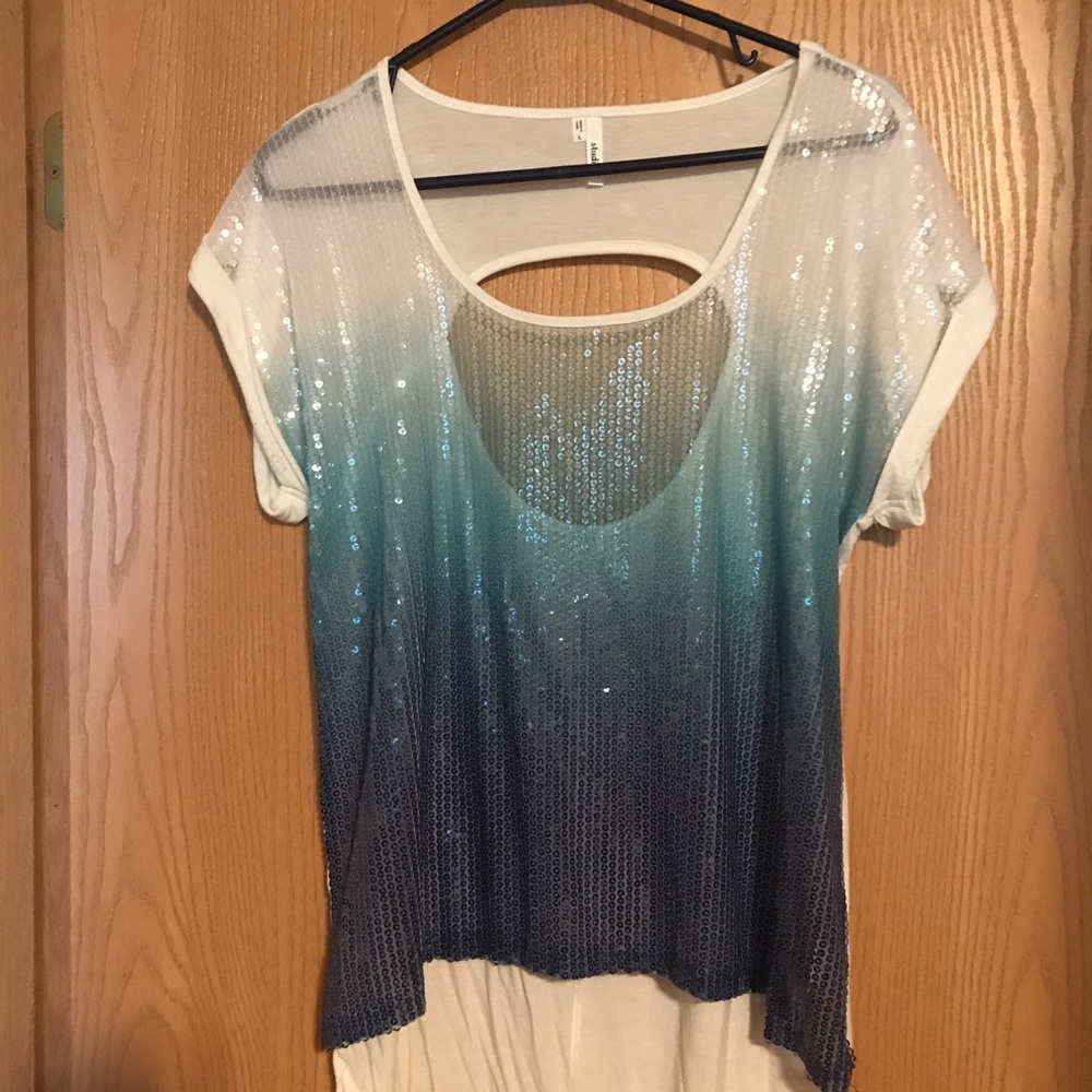 Hi-lo sequin tee