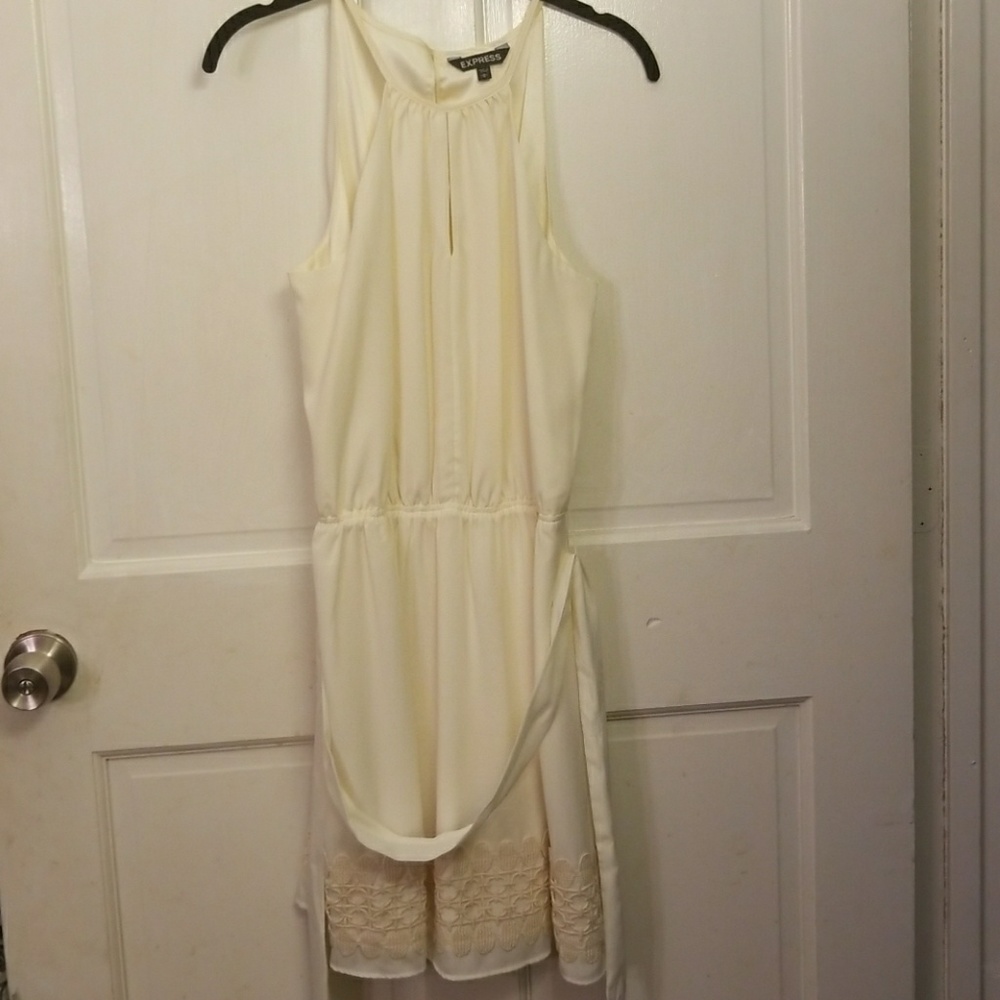 Express cream dress with crochet detail