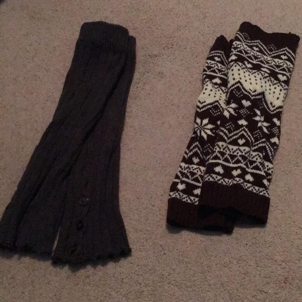 Two pairs of leg warmers