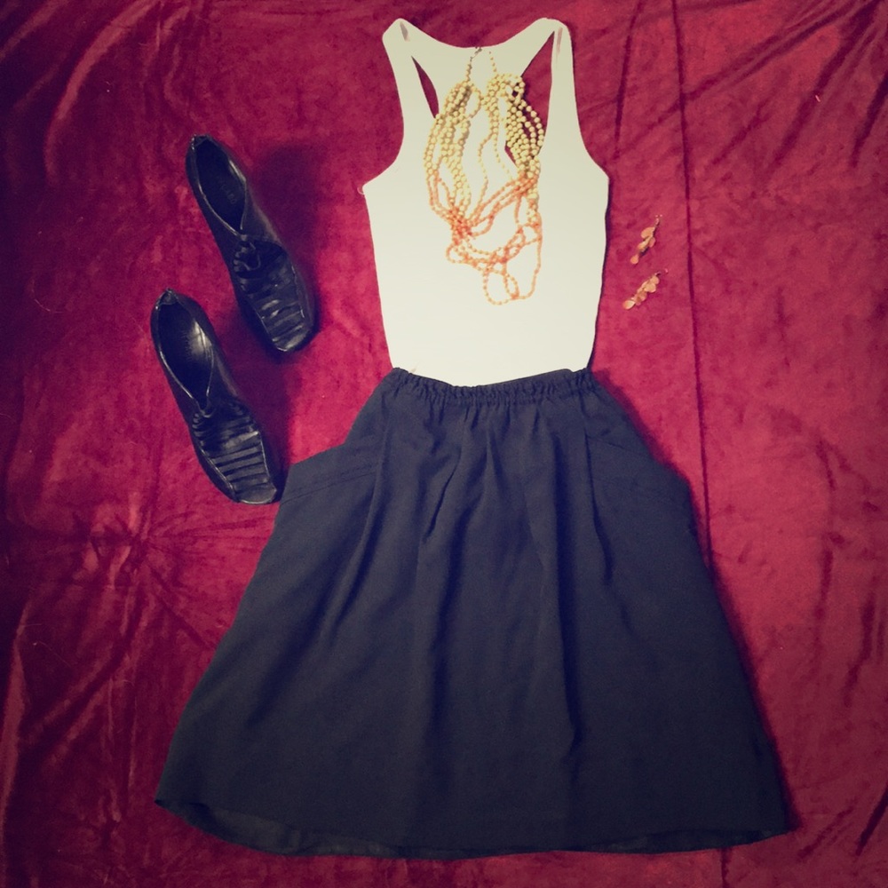 **MASSINO** Black Flare Skirt w/ Pockets, XS