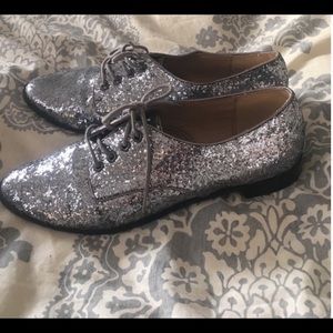 Silver glitter oxfords sz 10