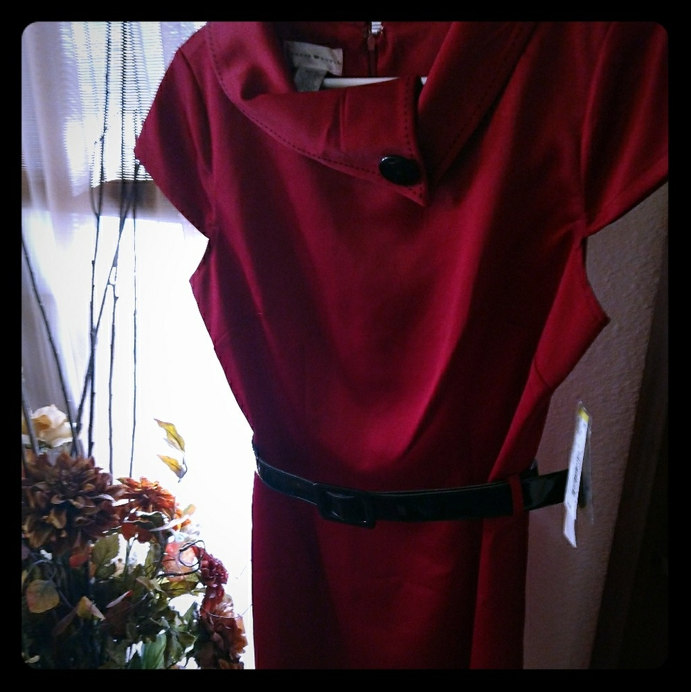 London Style Cap Sleeve Collar Dress Size 12 NWT