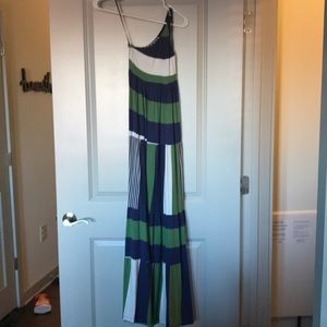 One shoulder striped Maxi dress