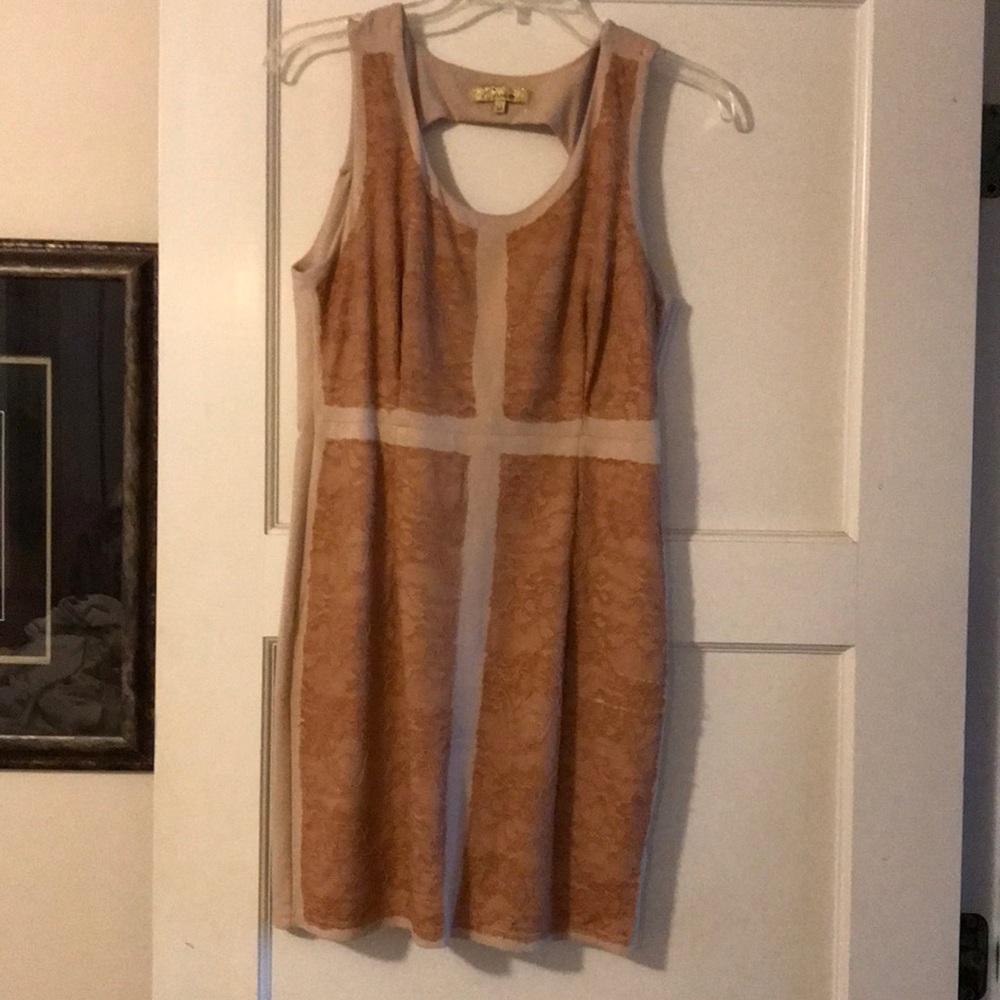 Knee length classy tan dress