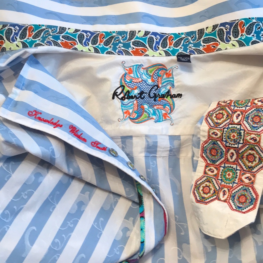 RARE Robert Graham Damask Embroidered Flip Cuff 2X