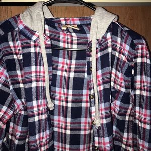 Plaid flannel w/ hood