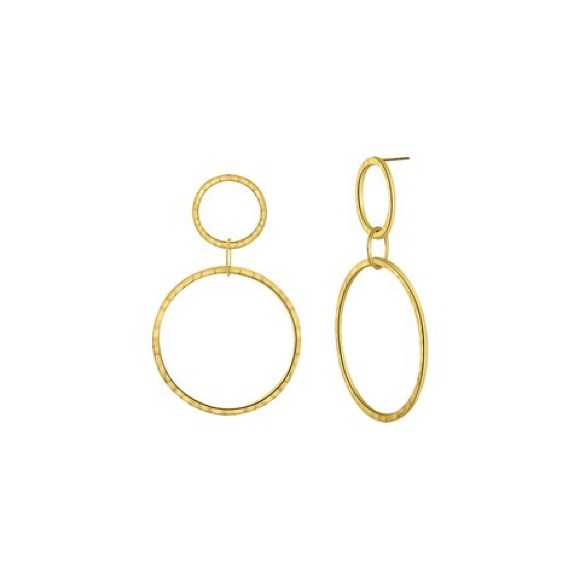 Bliss Jewelry - 14K Gold Double Circle Drop Earrings