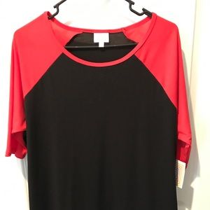 NWT: lularoe Irma shirt black and red size xxs