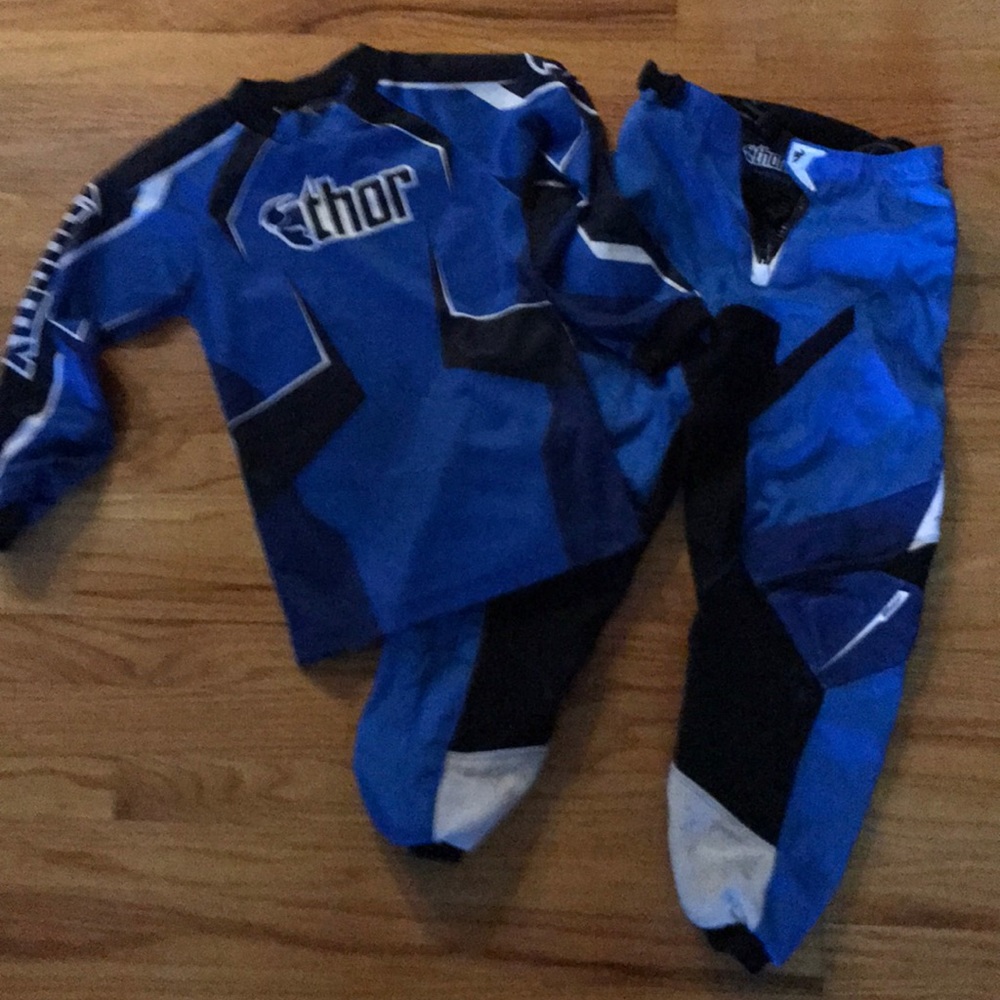 Boys motorcycle riding pants and jersey