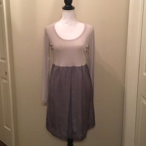 Grey cotton/silky satin dress
