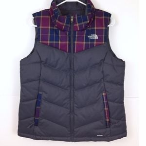Purple plaid down vest