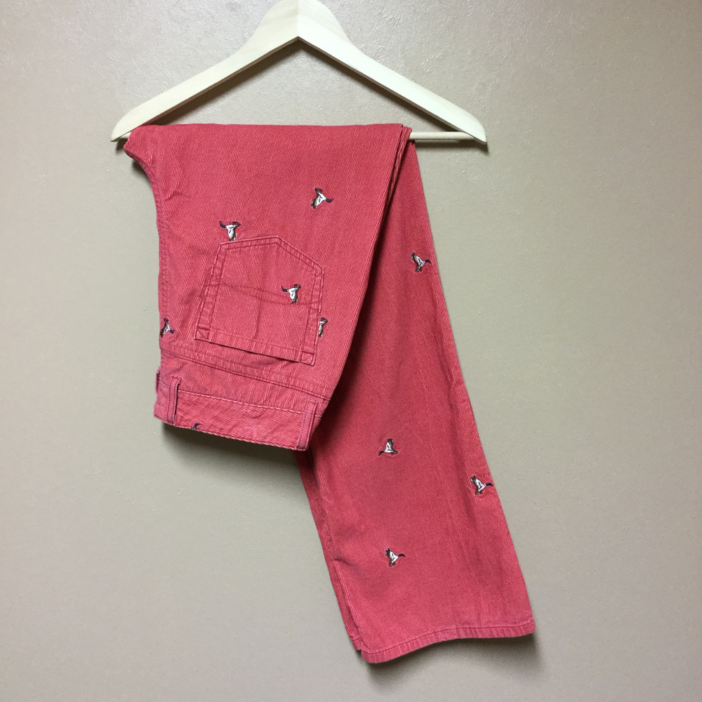 L.L. Bean Pink 5 Pocket Cords Duck Embroidery 12R