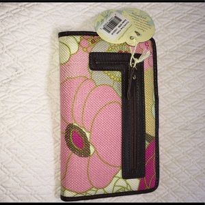 NWT Spartina 449 linen and leather snap wallet