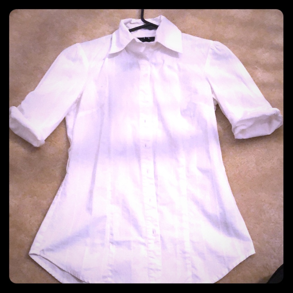 White fitted button down
