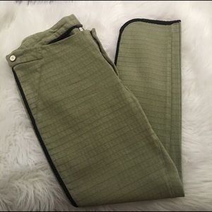 Army Green Free People Textured Cotton Slim Pants