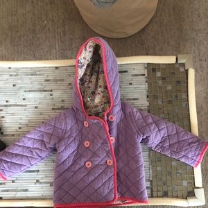 Baby Boden coat with hood quilted lavender