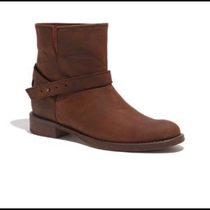 Madewell biker boots in distressed leather
