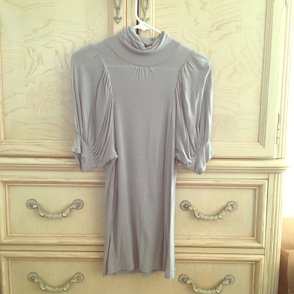 Turtleneck cupped sleeve top