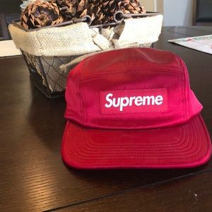 Satin Red Supreme Box logo camp hat