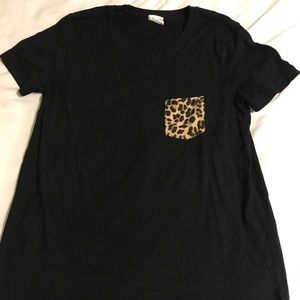 Victoria secret pink black shirt cheetah pocket