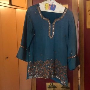 Woman’s Indian style, hand embroidered dress shirt