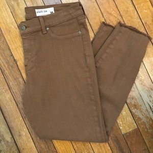 Pistola Dark Tan Fringe Hem Skinny Jeans