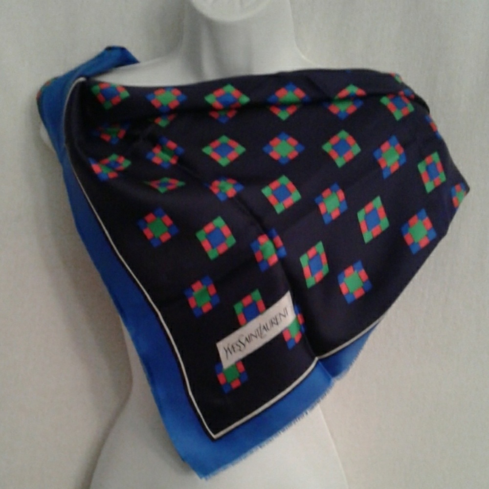 YvesSaintLaurent geometric print silk scarf
