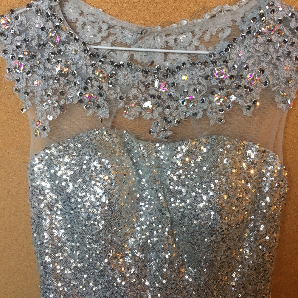 Silver Sequin Elegant Dress