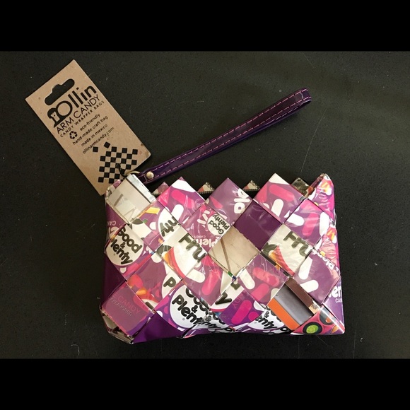 Ollin Arm Candy Bags Nwt Recycled Weave Candy Wrapper Wristlet Bag