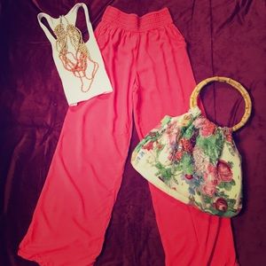 **JOE B** Palazzo Pants, Coral, Size M