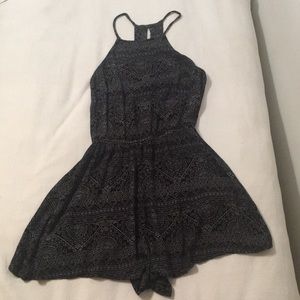 Black and white halter top flowy bottom romper