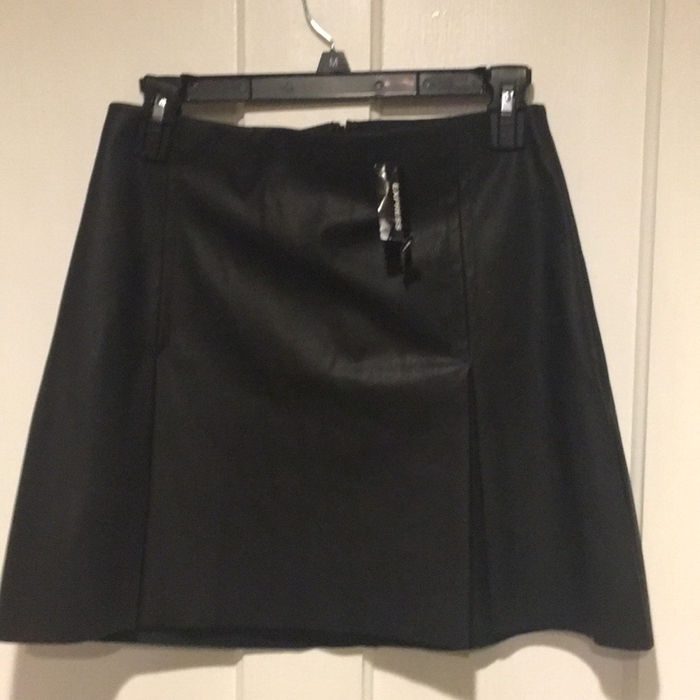 NWT Express Black “leather” look mini skirt