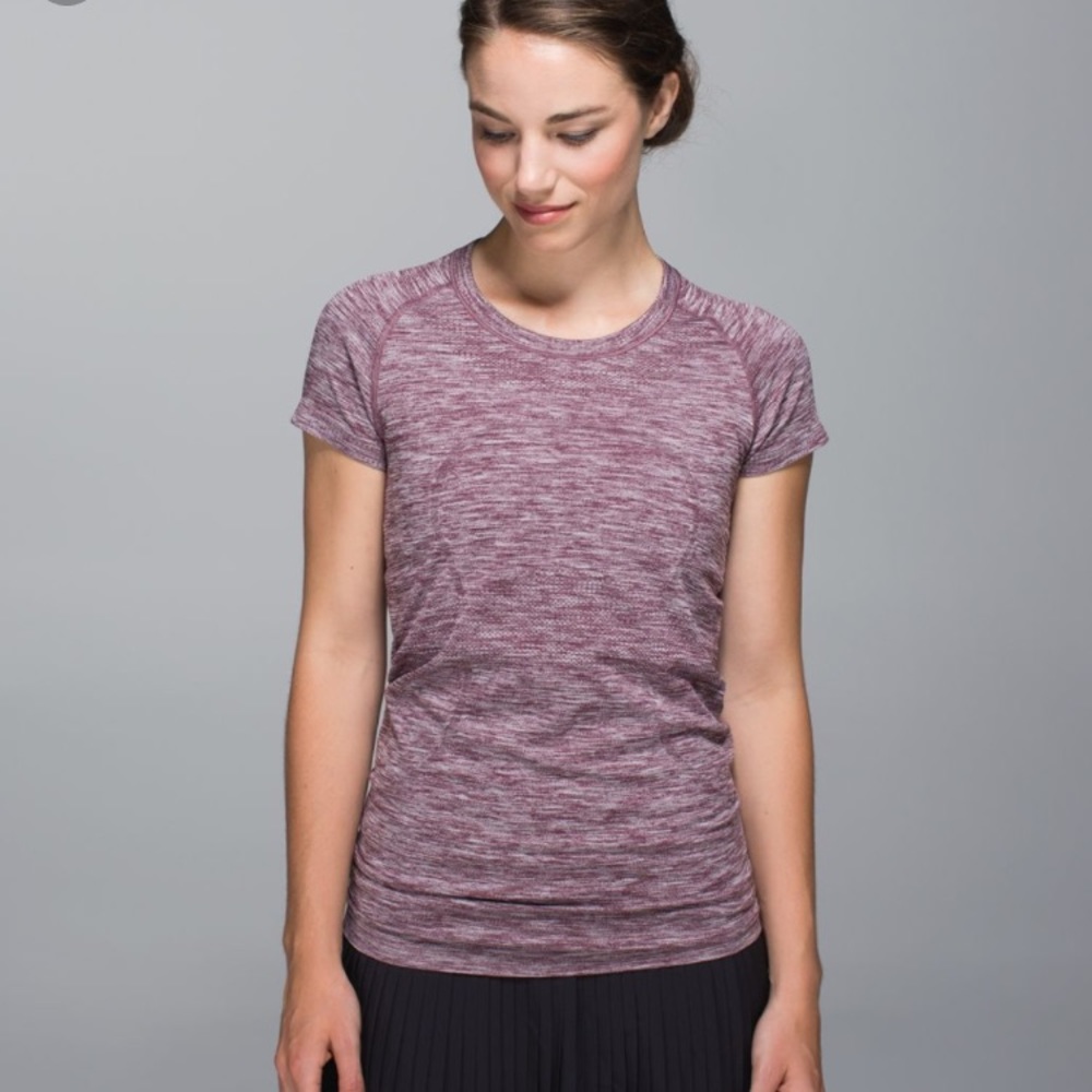 Lululemon Heather Cherry Run Swiftly Short Sleeve