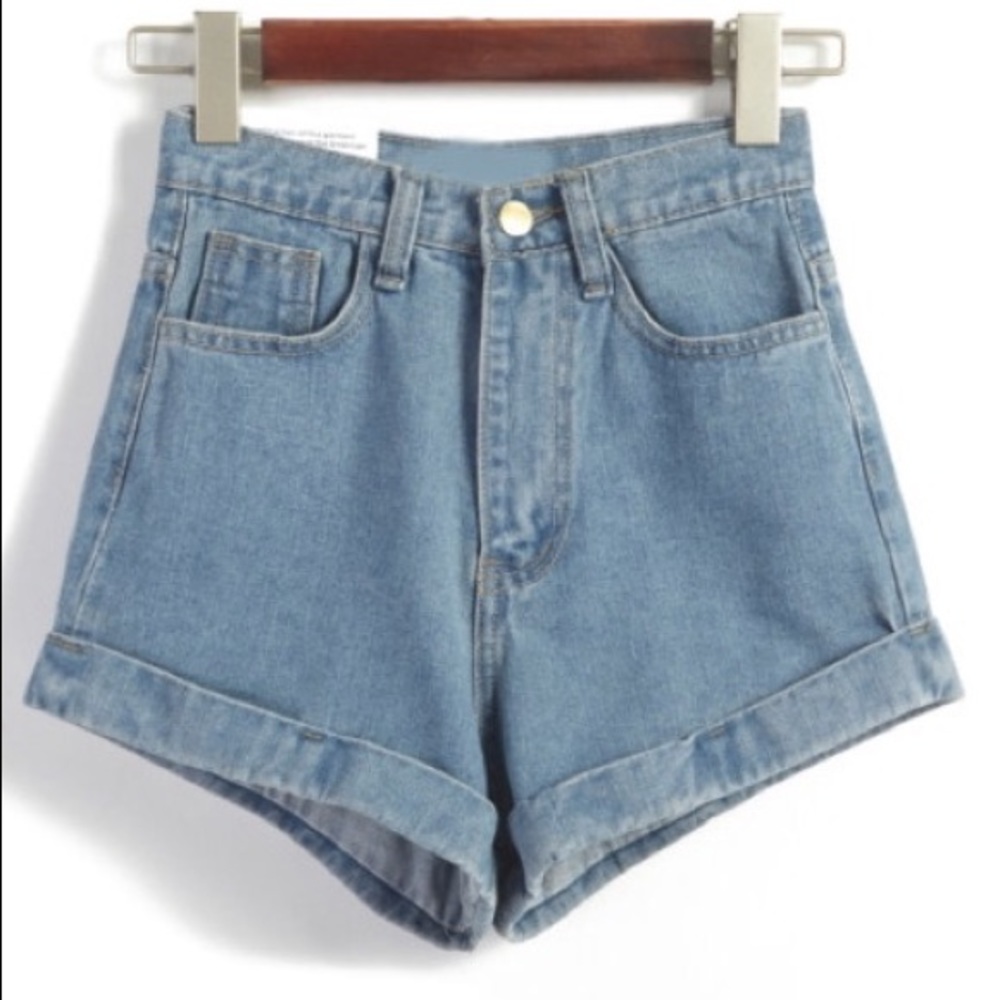 High Waisted Light Denim Shorts