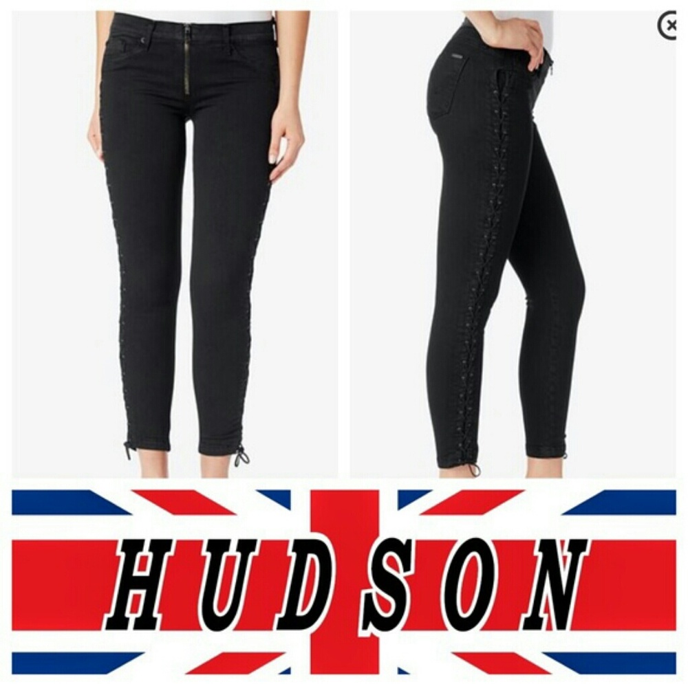 HUDSON RAVEN CROP LACE UP SUPER SKINNY JEANS 23