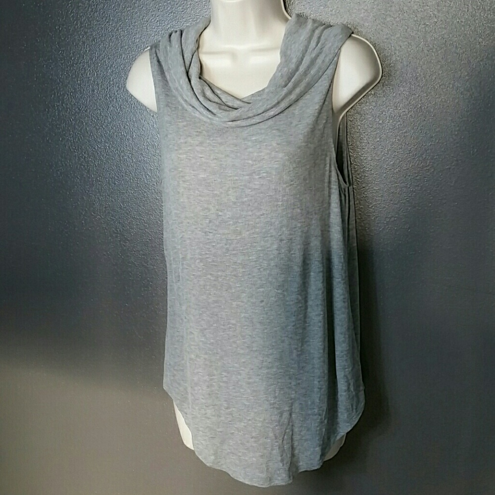 Daytrip Grey Ribbed Cowl Neck Sweater Tank