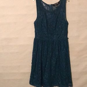 Blue knee length lace dress
