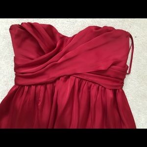 Strapless red floor length dress
